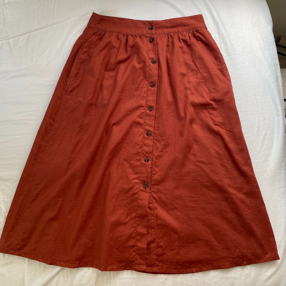 Madewell button-up midi skirt, sz 8